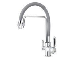 Смеситель VIKO V-5616 для кухни, картридж Ф35мм, с гибким серым изливом, под фильтр, Хром