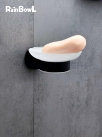 Мыльница Rainbowl LONG для ванной 2284-BP стекло черная матовая