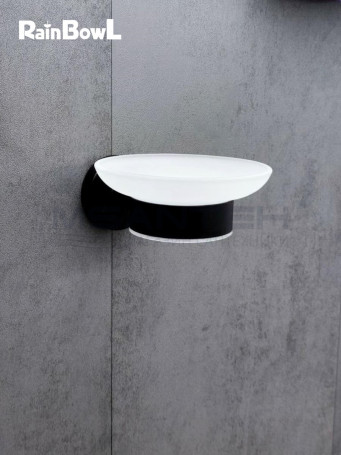 Мыльница Rainbowl LONG для ванной 2284-BP стекло черная матовая