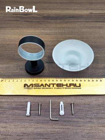 Мыльница Rainbowl LONG для ванной 2284-BP стекло черная матовая