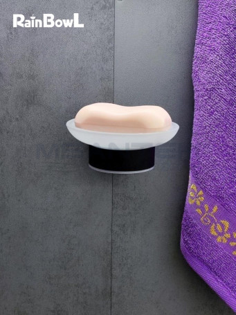 Мыльница Rainbowl LONG для ванной 2284-BP стекло черная матовая