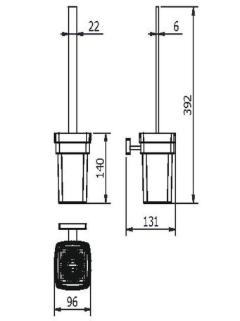 Ерш Langberger 11925A для унитаза стеклянный к стене квадратный