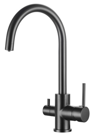 Смеситель KAISER 26744-15 Merkur для кухни, с краном для питьевой воды, воронёная сталь