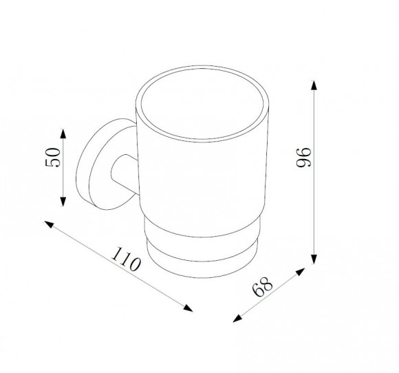 Держатель Rainbowl LONG одинарный + стакан (2285-BP)