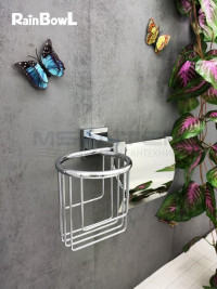 Бумагодержатель Rainbowl 2730-1 CUBE для ванной с подставкой для дезодоранта настенный хром
