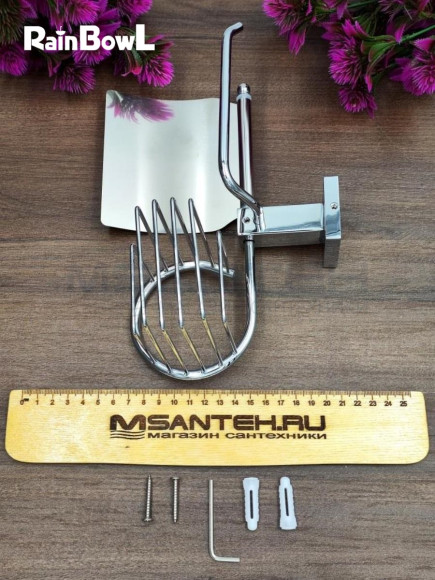 Бумагодержатель Rainbowl 2730-1 CUBE для ванной с подставкой для дезодоранта настенный хром