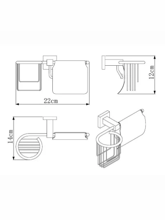 Бумагодержатель Rainbowl 2730-1 CUBE для ванной с подставкой для дезодоранта настенный хром