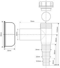 Сифон McALPINE WMV-32WH для стир./машин с обратным клапаном бел.