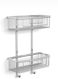 Полка Langberger прямая хромированная к стене 2-х этажная с двумя крючками 253-70262