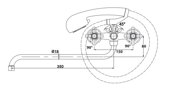 Смеситель KAISER 11055 Carlson для ванны (аэр..6312, дивер. art 55, излив 7232, отраж. 0323) Смеситель KAISER 11055 Carlson для ванны (аэр..6312, дивер. art 55, излив 7232, отраж. 0323)