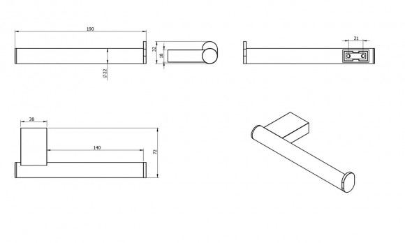 Бумагодержатель Langberger 28043C-BP без крышки черный