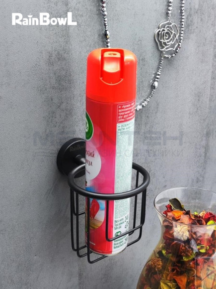 Держатель Rainbowl LONG для ванной 2232-BP освежителя воздуха настенный "Сетка" черный матовый