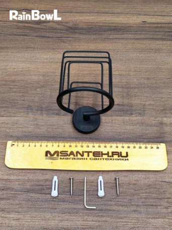 Держатель Rainbowl LONG для ванной 2232-BP освежителя воздуха настенный "Сетка" черный матовый