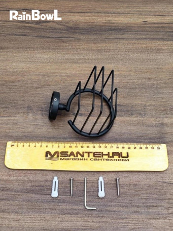 Держатель Rainbowl LONG для ванной 2232-BP освежителя воздуха настенный "Сетка" черный матовый