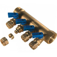 Коллектор TIM м/п 3/4" х 16 х 5 вых. универсальный (кр+син ручки) Коллектор TIM м/п 3/4" х 16 х 5 вых. универсальный (кр+син ручки)