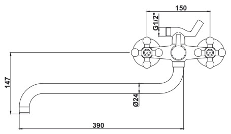 Смеситель KAISER 11056 Carlson Lux для ванны