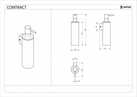 Диспенсер Sonia 185122 к стене черный матовый 250мл