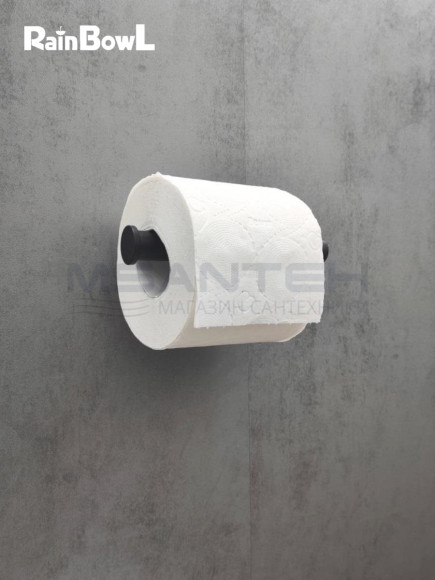 Бумагодержатель Rainbowl 2741-1BP CUBE для ванной без крышки настенный черный матовый