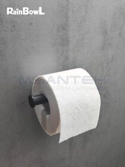Бумагодержатель Rainbowl 2741-1BP CUBE для ванной без крышки настенный черный матовый