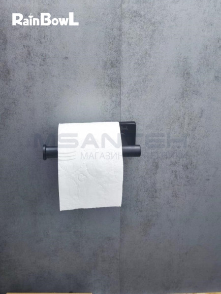 Бумагодержатель Rainbowl 2741-1BP CUBE для ванной без крышки настенный черный матовый