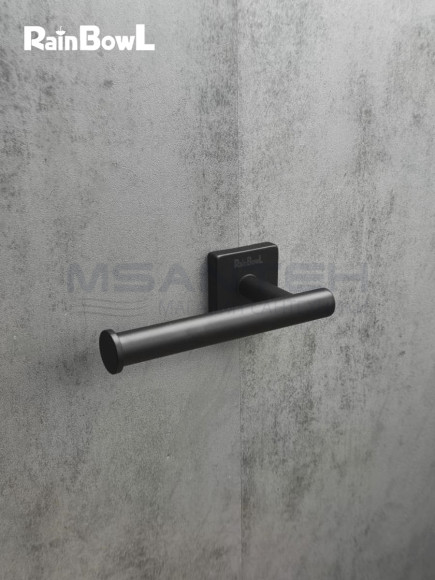 Бумагодержатель Rainbowl 2741-1BP CUBE для ванной без крышки настенный черный матовый