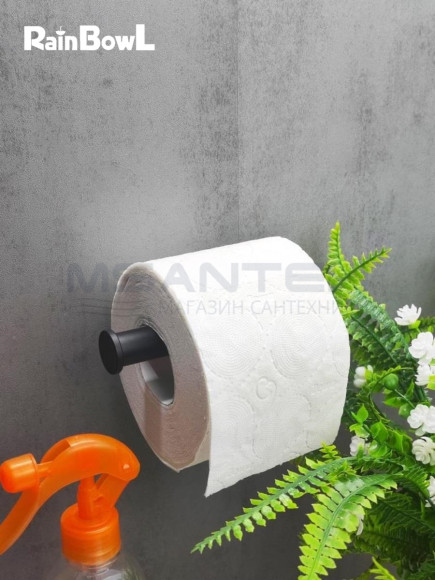 Бумагодержатель Rainbowl 2741-1BP CUBE для ванной без крышки настенный черный матовый