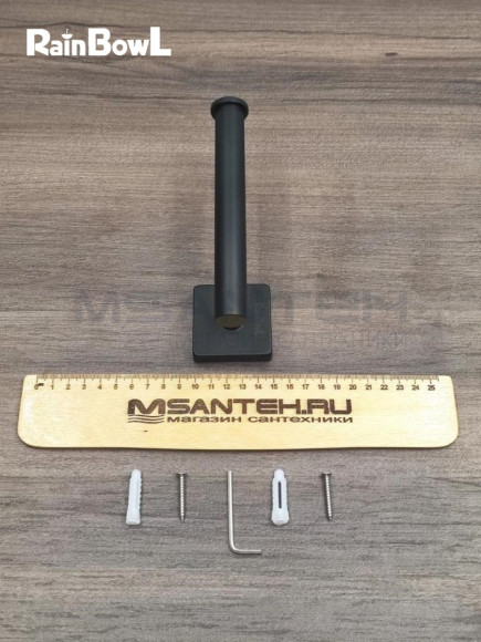 Бумагодержатель Rainbowl 2741-1BP CUBE для ванной без крышки настенный черный матовый