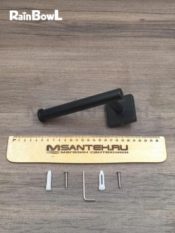 Бумагодержатель Rainbowl 2741-1BP CUBE для ванной без крышки настенный черный матовый