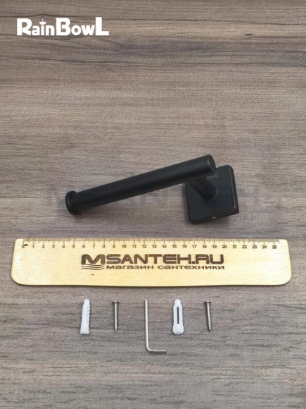 Бумагодержатель Rainbowl 2741-1BP CUBE для ванной без крышки настенный черный матовый