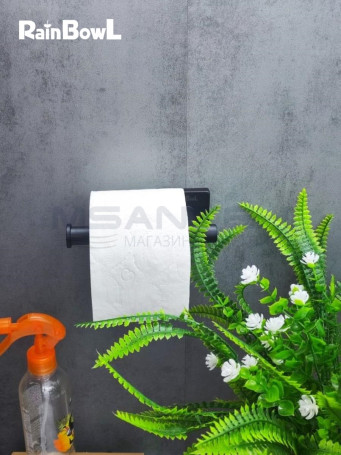 Бумагодержатель Rainbowl 2741-1BP CUBE для ванной без крышки настенный черный матовый