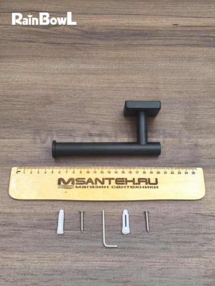 Бумагодержатель Rainbowl 2741-1BP CUBE для ванной без крышки настенный черный матовый