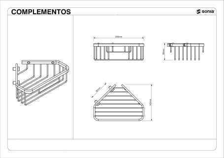 Полка решётка угловая глубокая черный матовый Sonia 189847