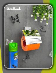 Бумагодержатель Rainbowl 2742 CUBE для ванной с крышкой настенный хром