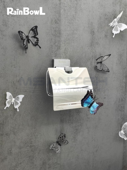 Бумагодержатель Rainbowl 2742 CUBE для ванной с крышкой настенный хром