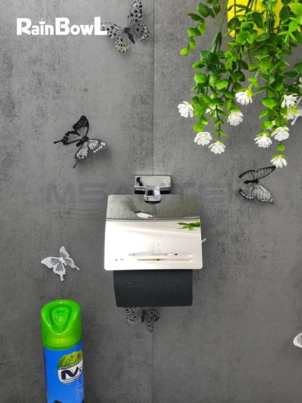 Бумагодержатель Rainbowl 2742 CUBE для ванной с крышкой настенный хром