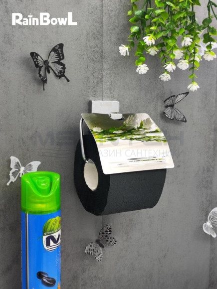 Бумагодержатель Rainbowl 2742 CUBE для ванной с крышкой настенный хром