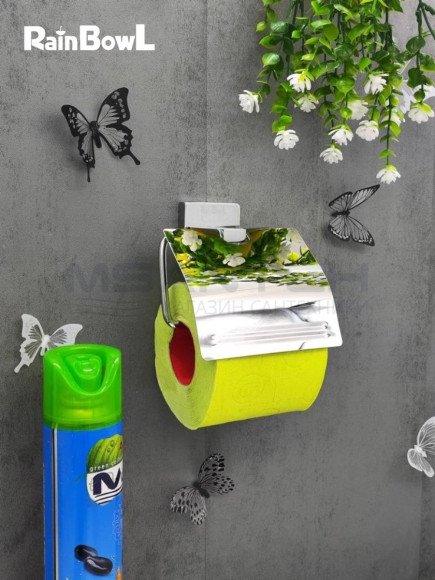 Бумагодержатель Rainbowl 2742 CUBE для ванной с крышкой настенный хром