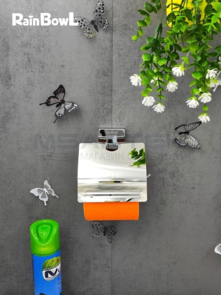 Бумагодержатель Rainbowl 2742 CUBE для ванной с крышкой настенный хром