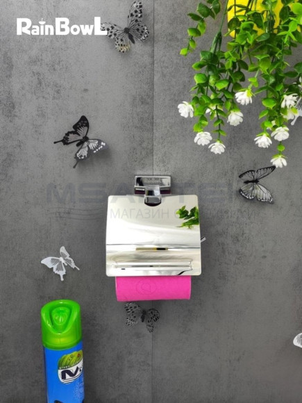 Бумагодержатель Rainbowl 2742 CUBE для ванной с крышкой настенный хром