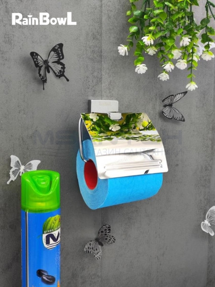 Бумагодержатель Rainbowl 2742 CUBE для ванной с крышкой настенный хром