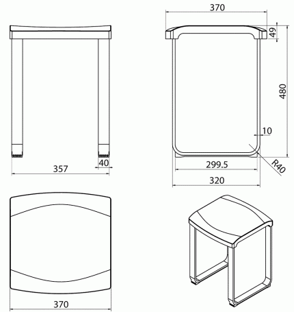 Табурет Langberger для ванной серый 70193-AN