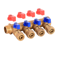 Коллектор WM м/п 3/4" х 16 х 4 вых. универсальный (кр+син ручки) Коллектор WM м/п 3/4" х 16 х 4 вых. универсальный (кр+син ручки)