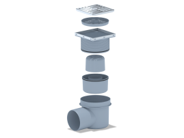 Трап АНИ Пласт TA1612 O110 гориз. с гидрозатвором выпуск с решеткой 15х15 нерж.