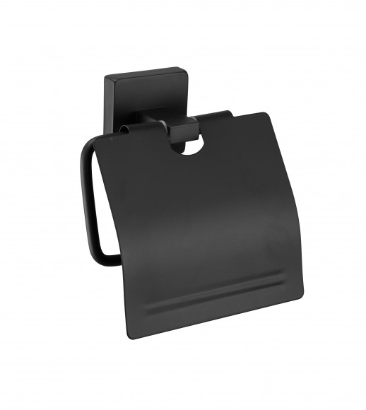 Бумагодержатель Rainbowl 2742-BP CUBE для ванной с крышкой настенный черный матовый