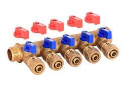 Коллектор WM Wm-8354-5 м/п 3/4" х 16 х 5 вых. универсальный (кр+син ручки)