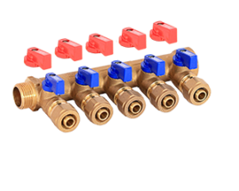 Коллектор  WM м/п 3/4" х 16 х 5 вых. универсальный (кр+син ручки)