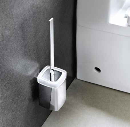 Ерш для унитаза Langberger хромированный к стене квадратный с крышкой 11325B