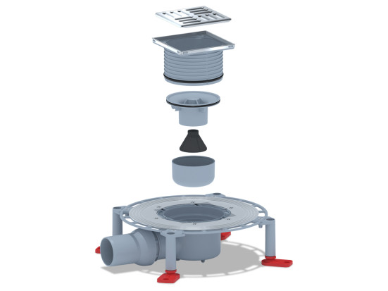 Трап АНИ Пласт TVZ5602 Ø50 косой, решетка нерж/сталь 10 х10, h-75mm