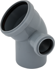 КОЛЕНО D=110 х45° с отводом 50 правое ПП Pro Aqua