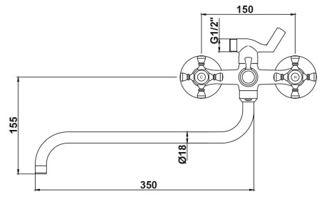 Смеситель KAISER 11070SH Carlson Style для ванны